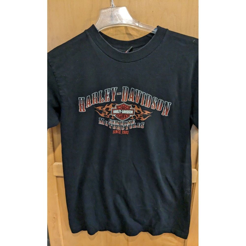 Harley Davidson Skull Flames Hog Javelina Boerne Texas Short Sleeve Shirt Medium